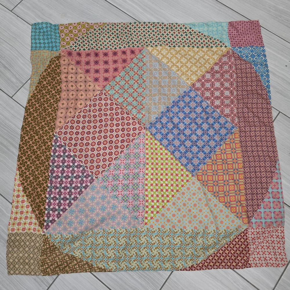 Multicolor Patchwork Cotton Scarf Wrap - Unbranded